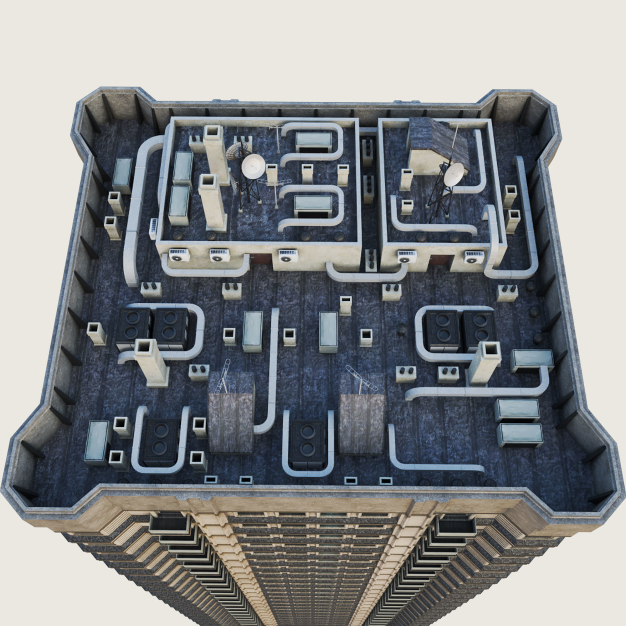 Building Skyscraper City Town Downtown Office Space Work Street Low-poly 3D model_3