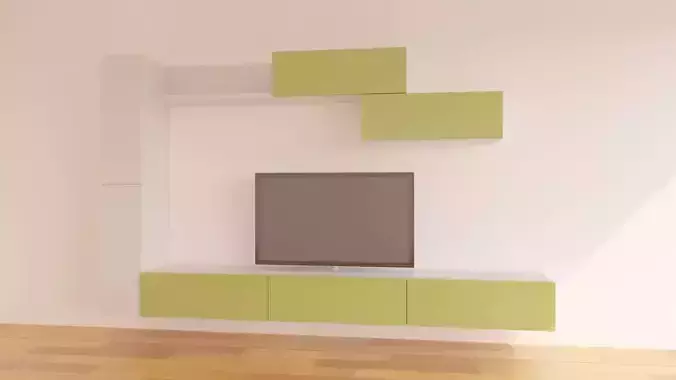 Modern bookcase with tv and room 3D model
