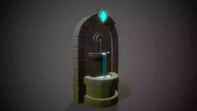 Stylized Fountain  - Tutorial Included  Low-poly 3D model