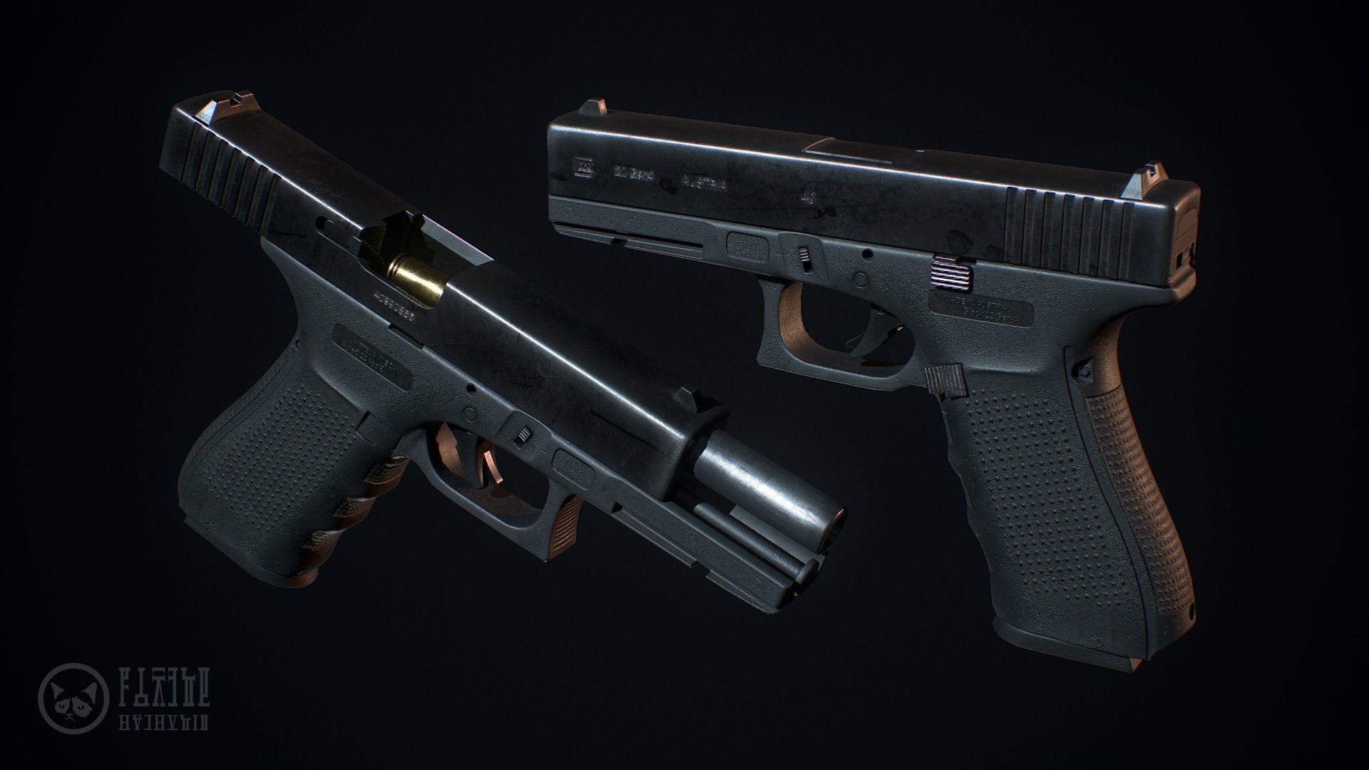Glock 22-4 handgun Low-poly 3D model_8