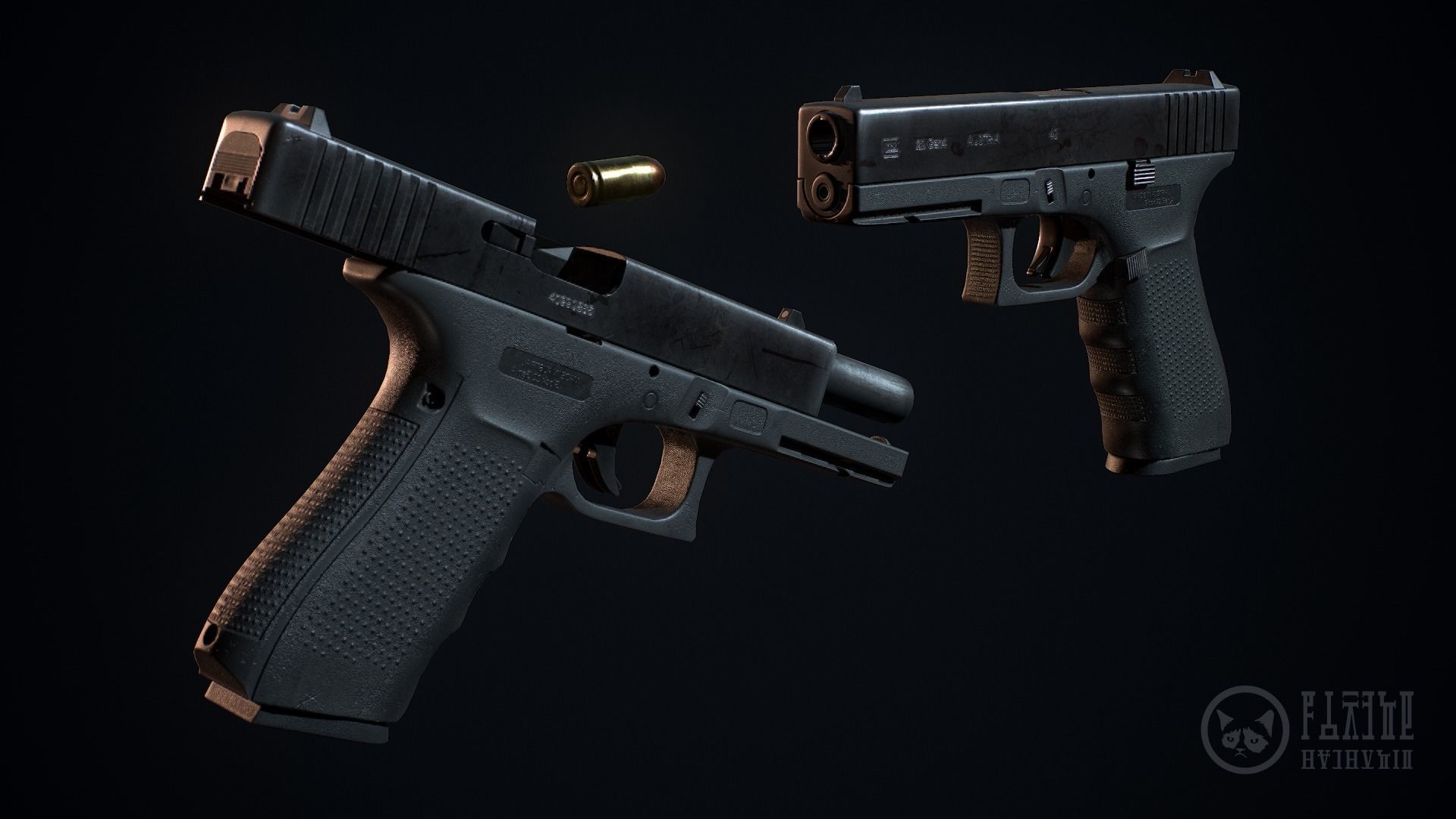 Glock 22-4 handgun Low-poly 3D model_19