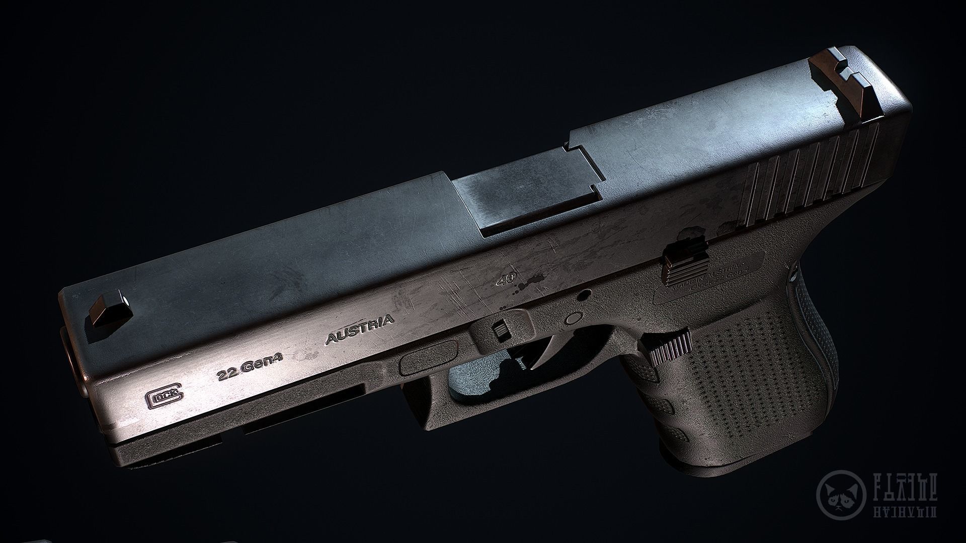 Glock 22-4 handgun Low-poly 3D model_4