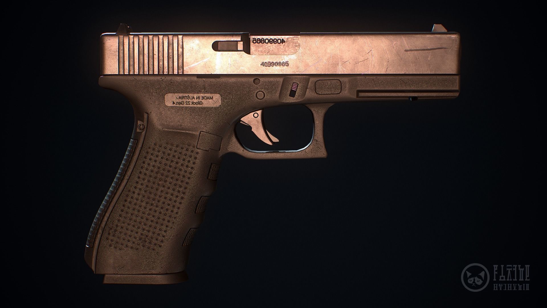 Glock 22-4 handgun Low-poly 3D model_11