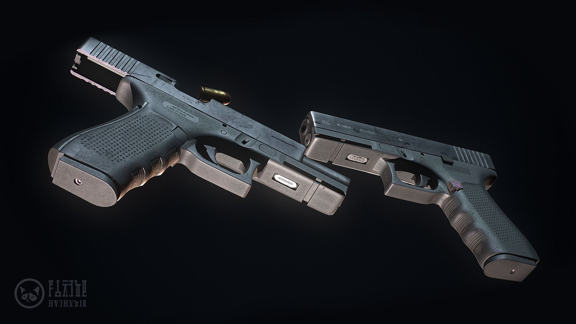 Glock 22-4 handgun Low-poly 3D model_13