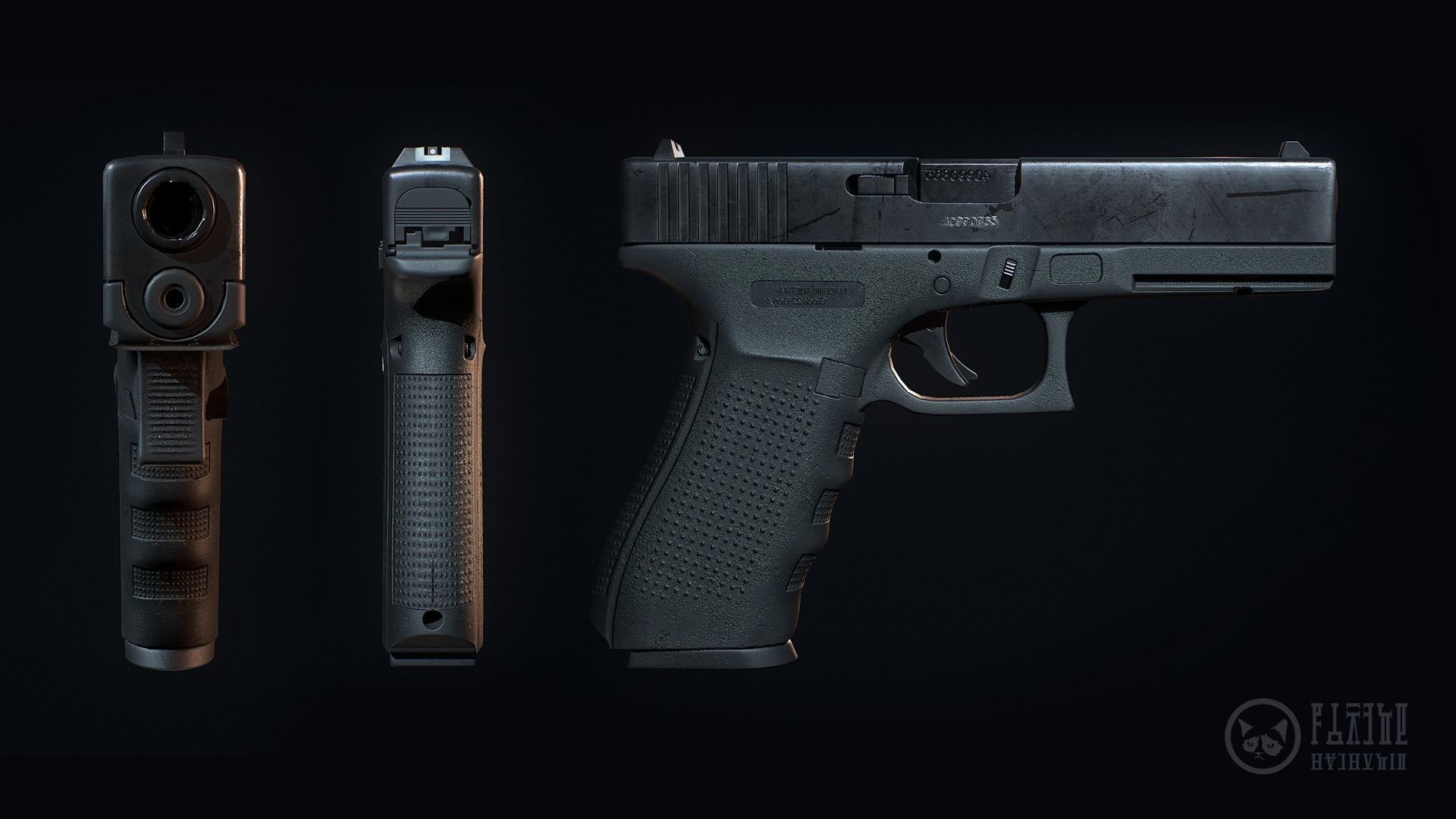 Glock 22-4 handgun Low-poly 3D model_6