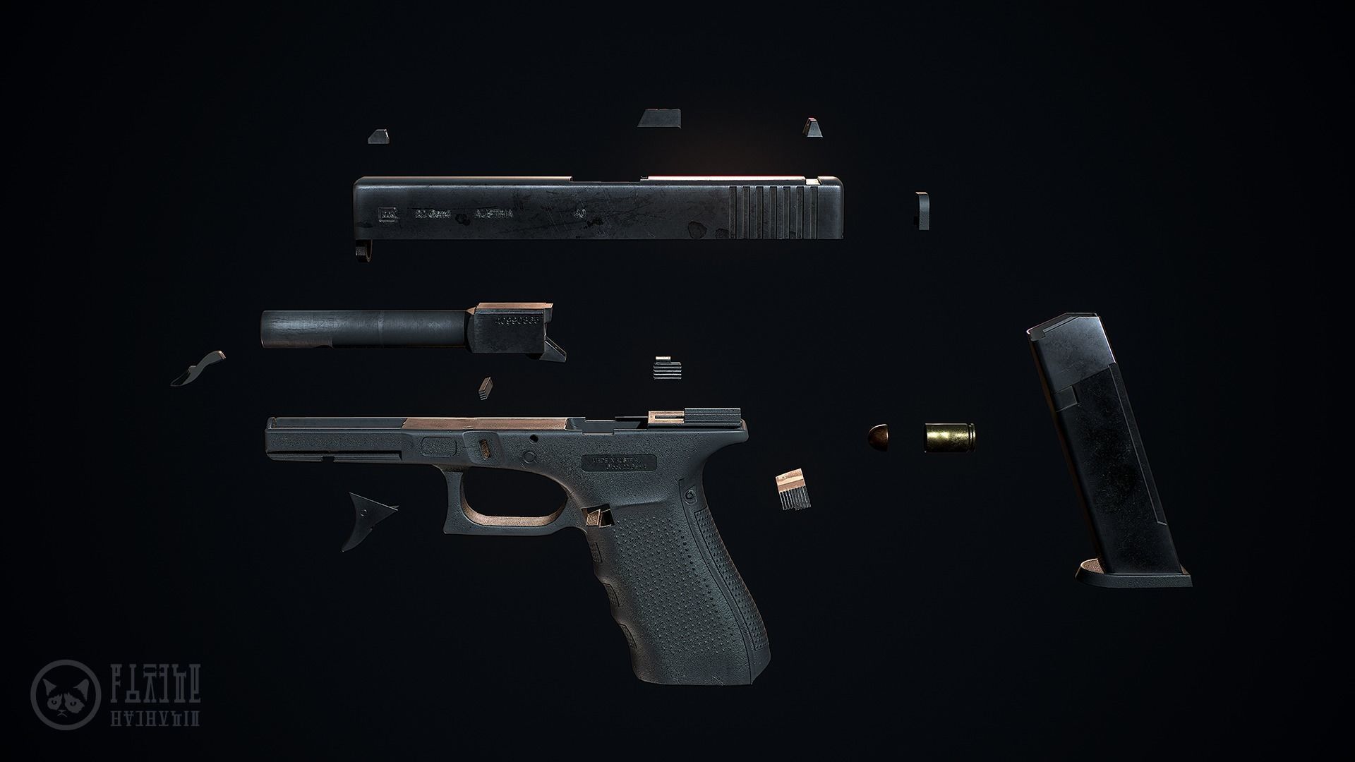 Glock 22-4 handgun Low-poly 3D model_5