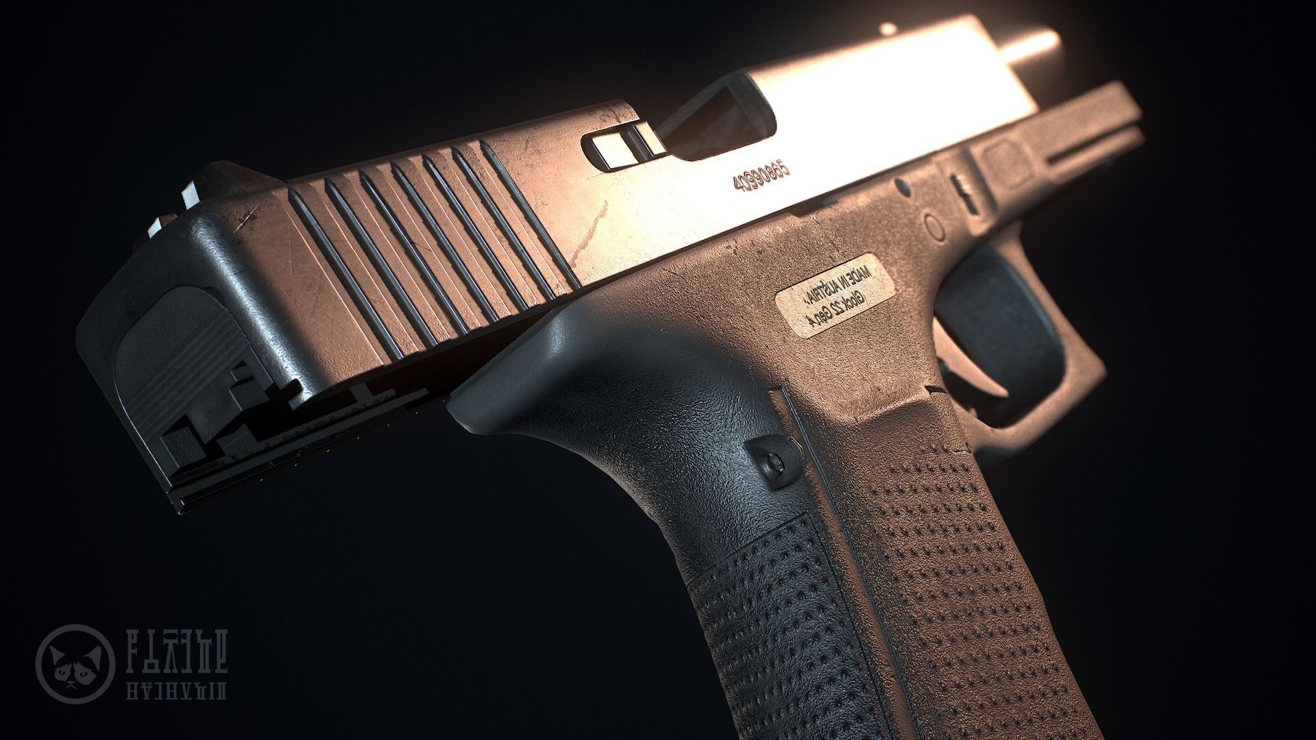Glock 22-4 handgun Low-poly 3D model_2