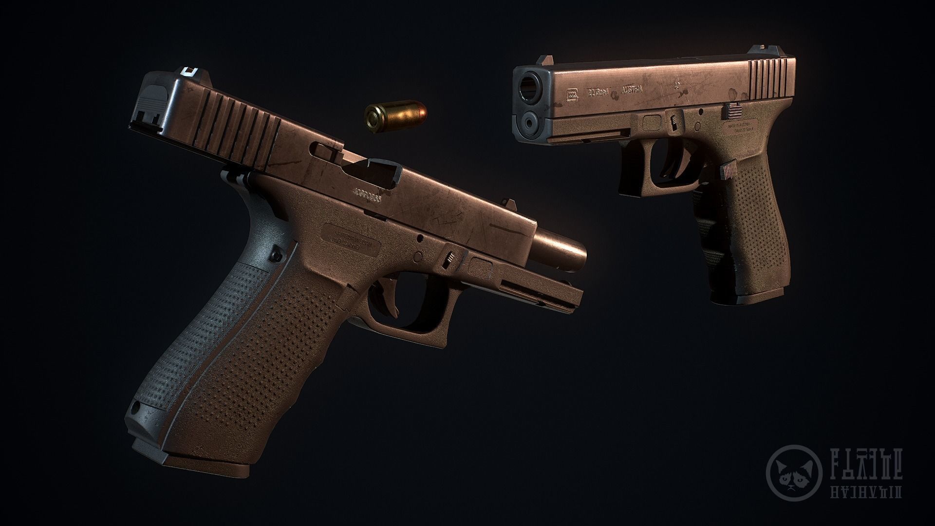 Glock 22-4 handgun Low-poly 3D model_21