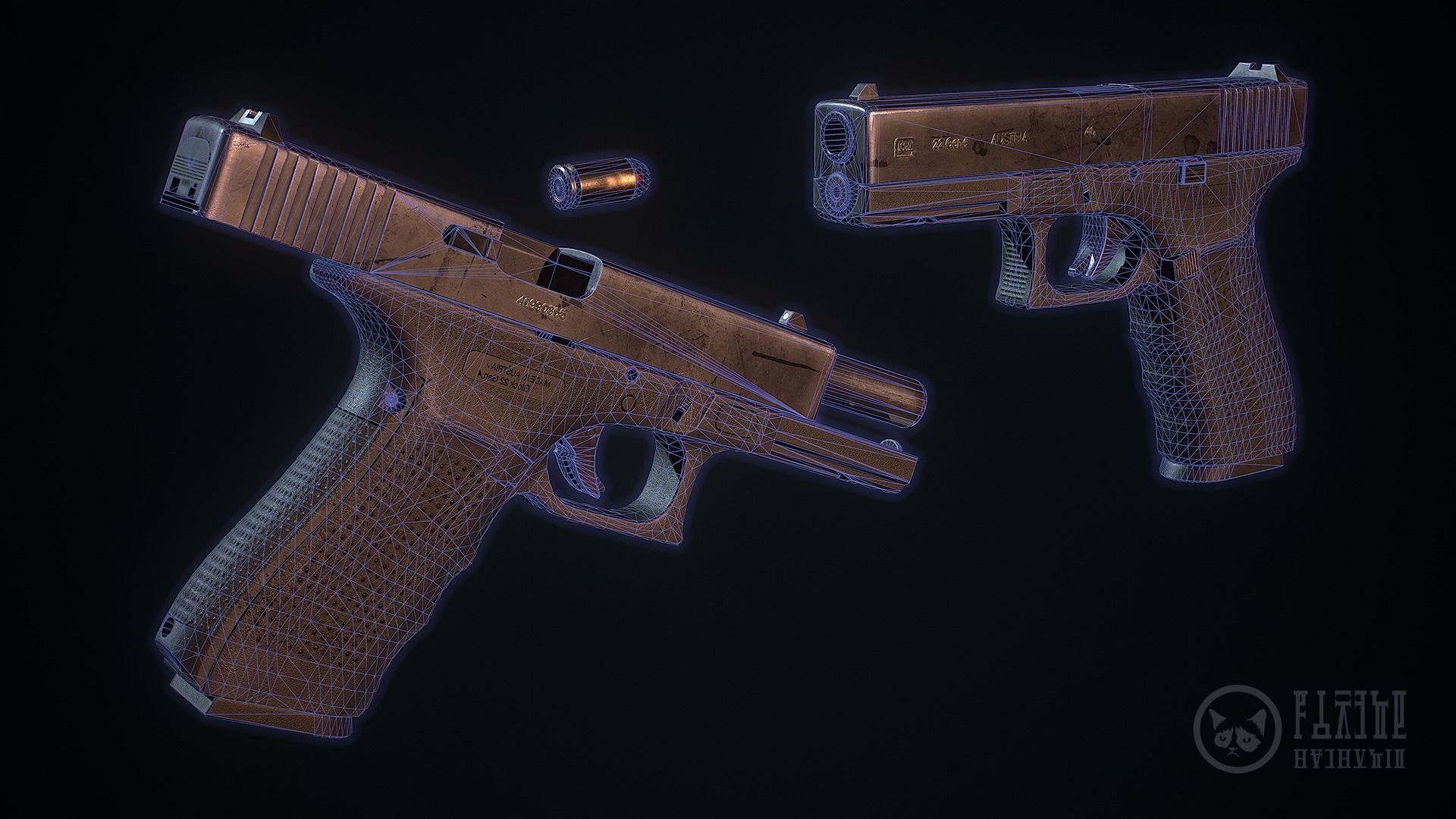 Glock 22-4 handgun Low-poly 3D model_3