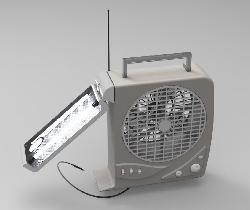 Rechargeable Fan with LED Light 3D model_4