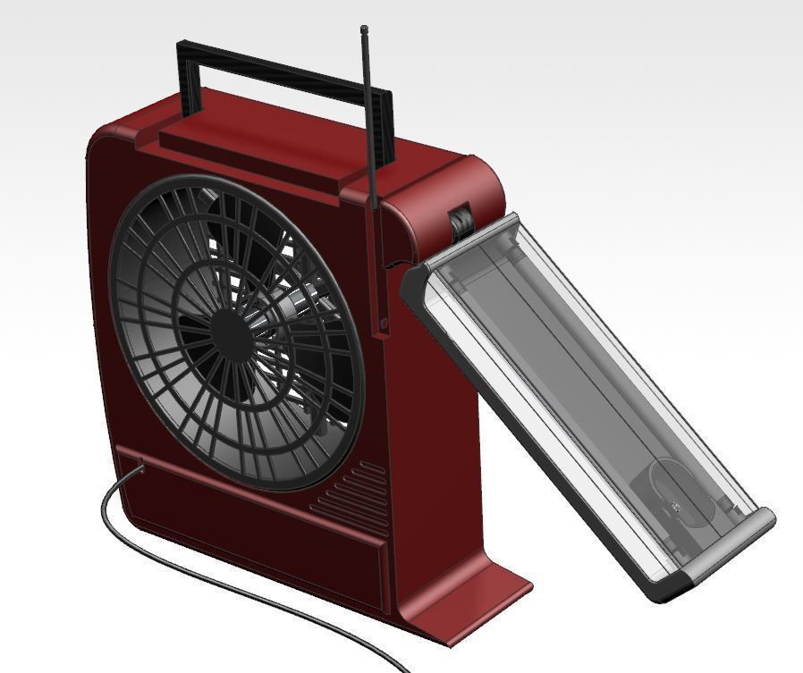 Rechargeable Fan with LED Light 3D model_6