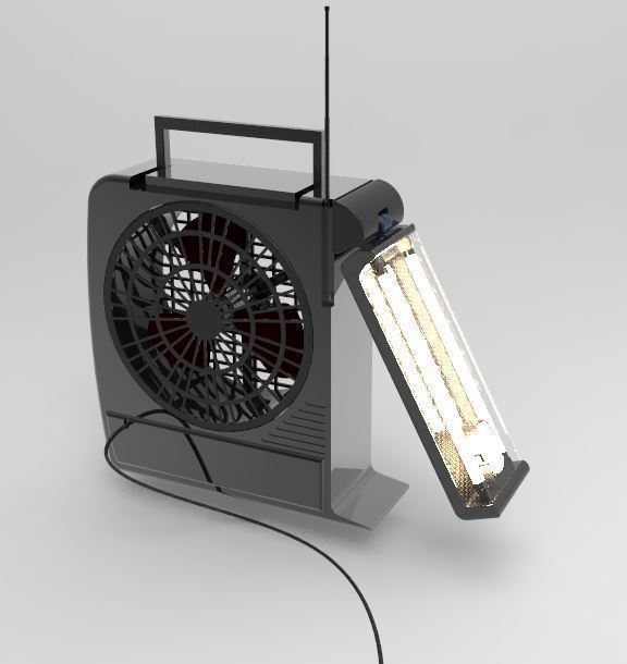 Rechargeable Fan with LED Light 3D model_1