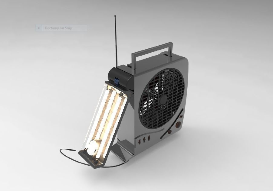 Rechargeable Fan with LED Light 3D model_18