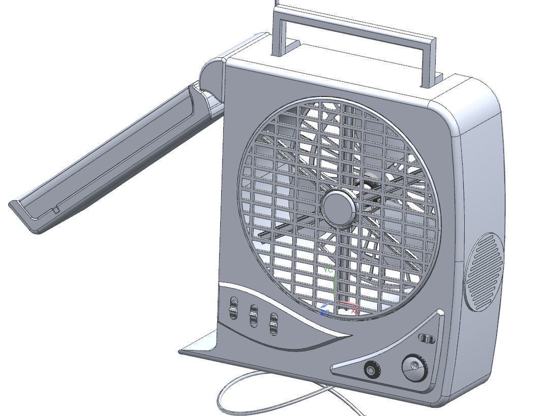 Rechargeable Fan with LED Light 3D model_12