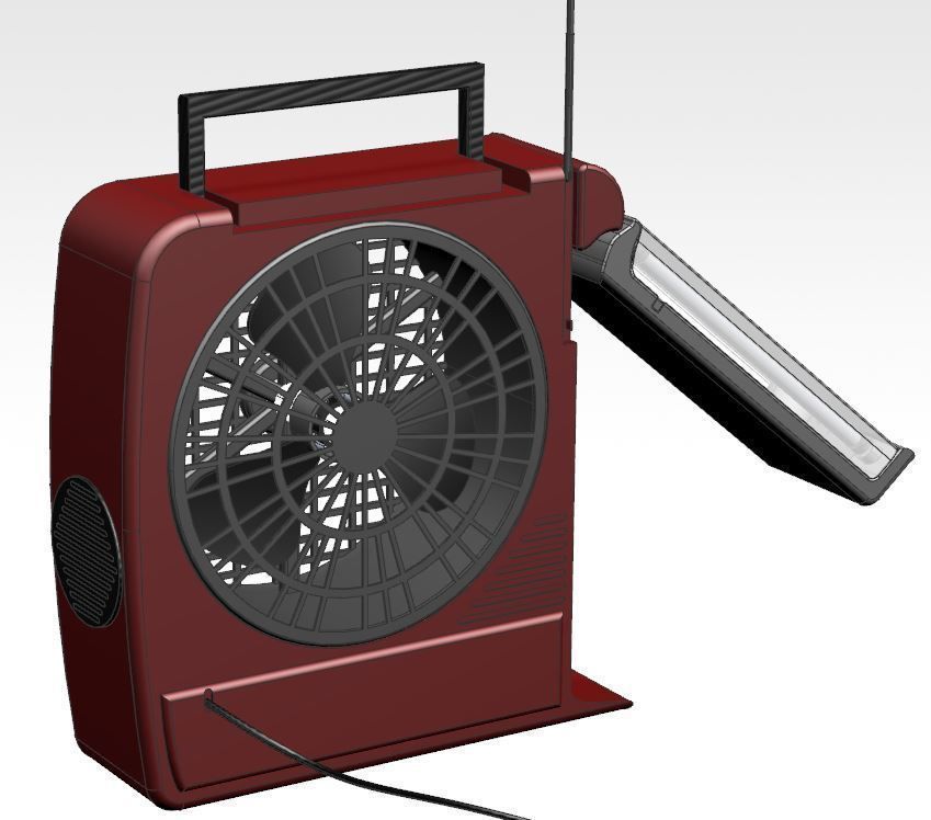 Rechargeable Fan with LED Light 3D model_7