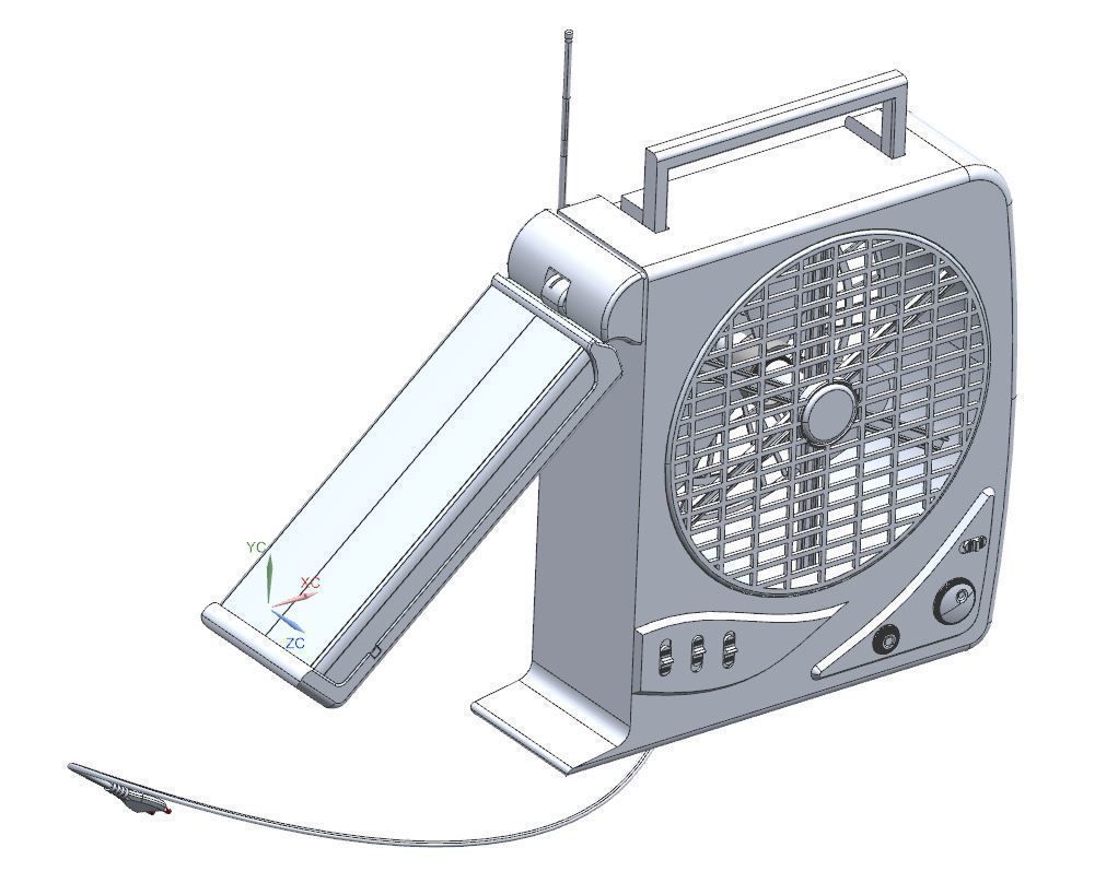 Rechargeable Fan with LED Light 3D model_11