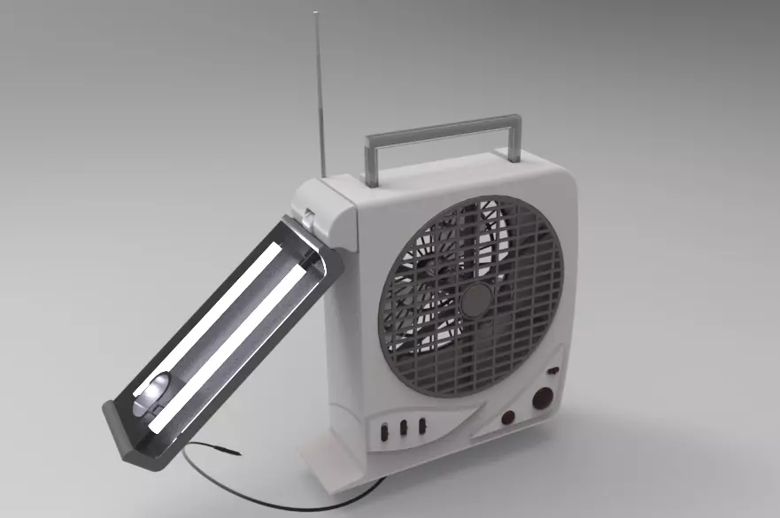 Rechargeable Fan with LED Light 3D model_0
