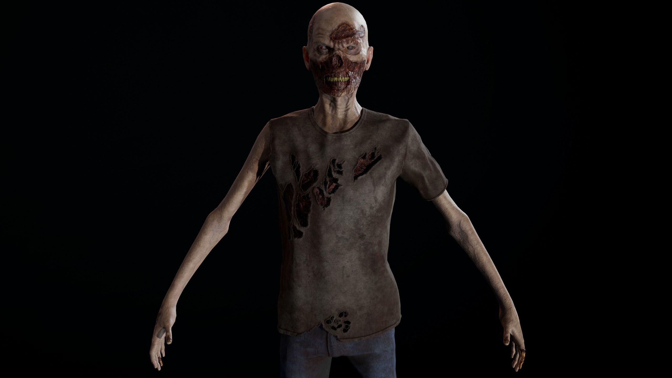 Zombie GameReady Low-poly 3D model_16