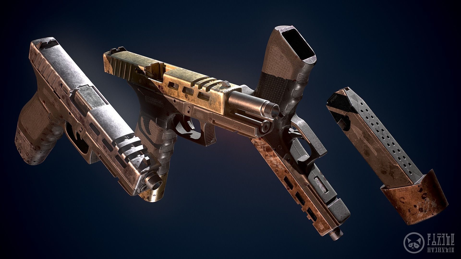 Glock handgun custom Low-poly 3D model_3