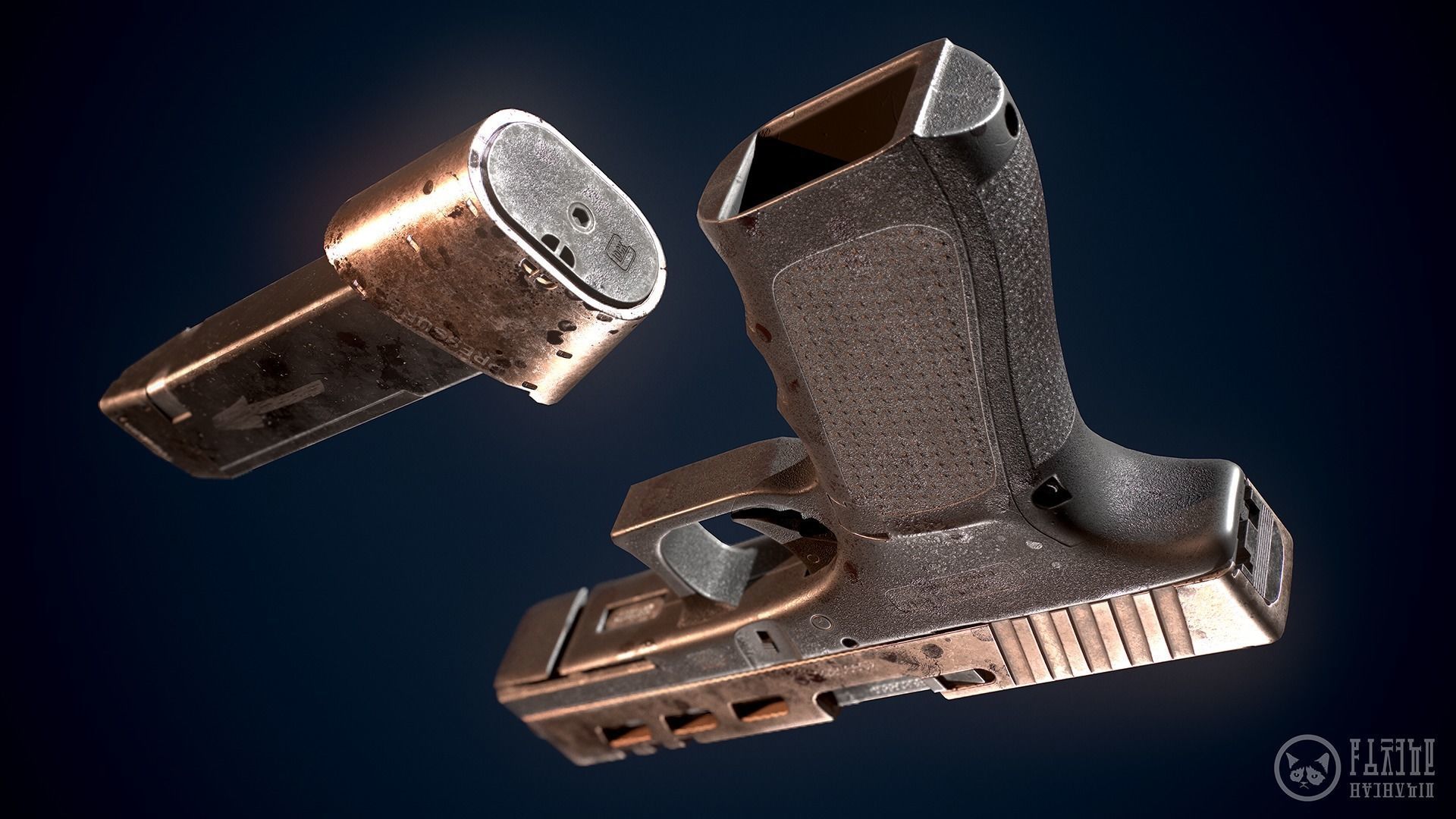 Glock handgun custom Low-poly 3D model_2