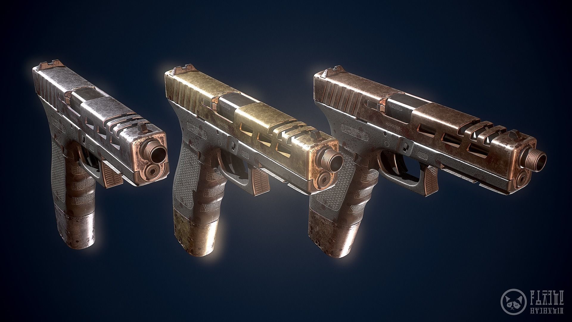 Glock handgun custom Low-poly 3D model_4