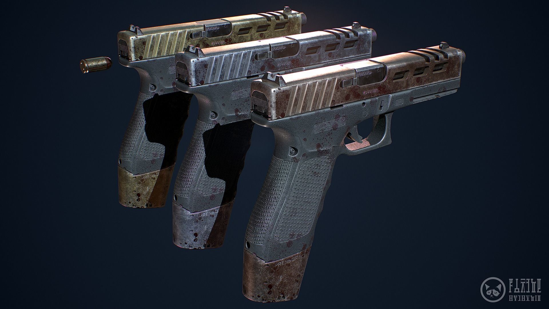 Glock handgun custom Low-poly 3D model_10