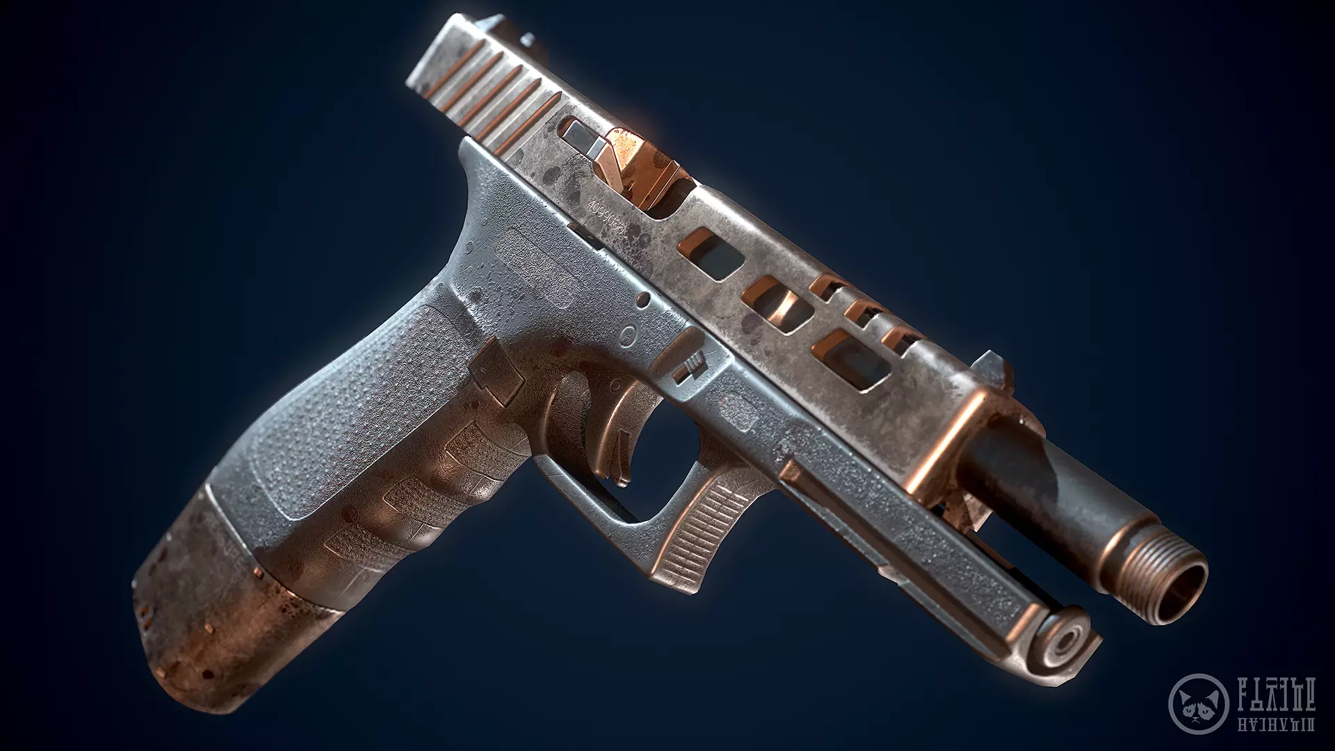 Glock handgun custom Low-poly 3D model_0