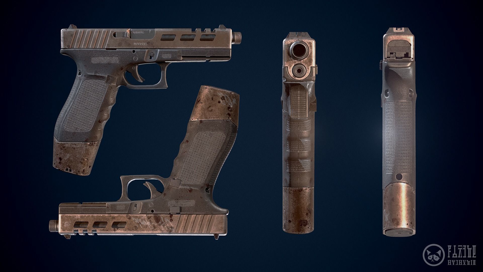 Glock handgun custom Low-poly 3D model_9