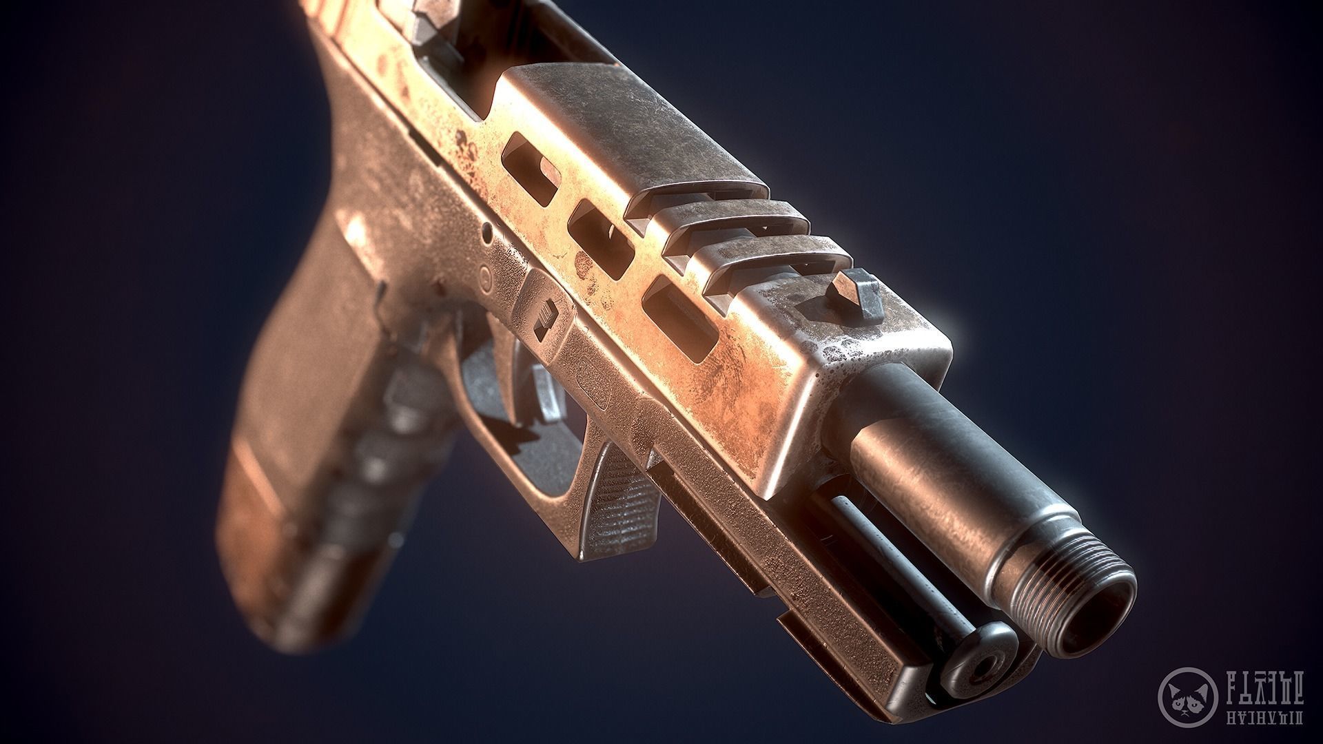 Glock handgun custom Low-poly 3D model_6