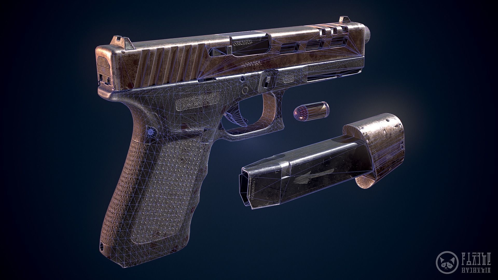 Glock handgun custom Low-poly 3D model_18