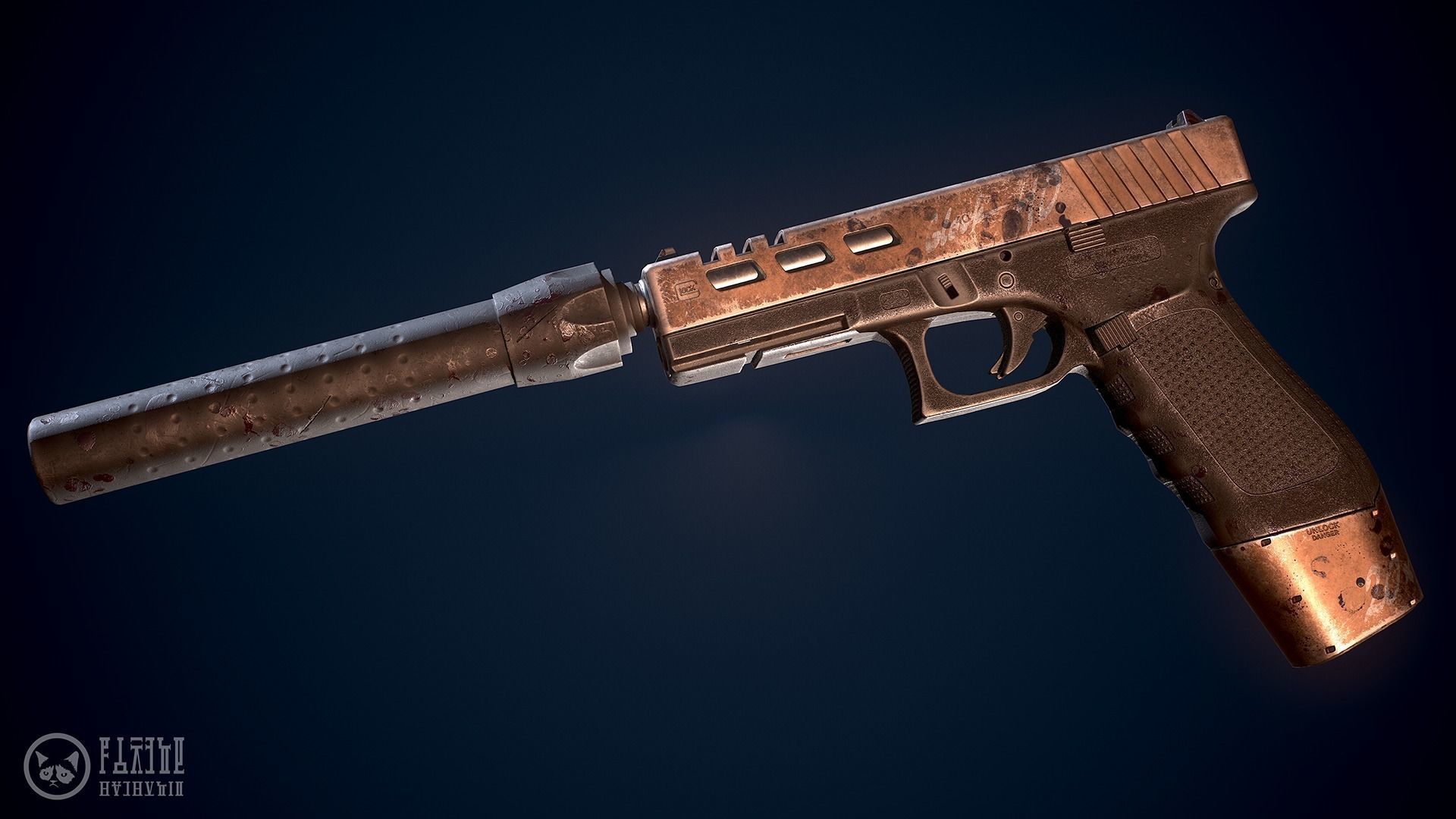 Glock handgun custom Low-poly 3D model_13