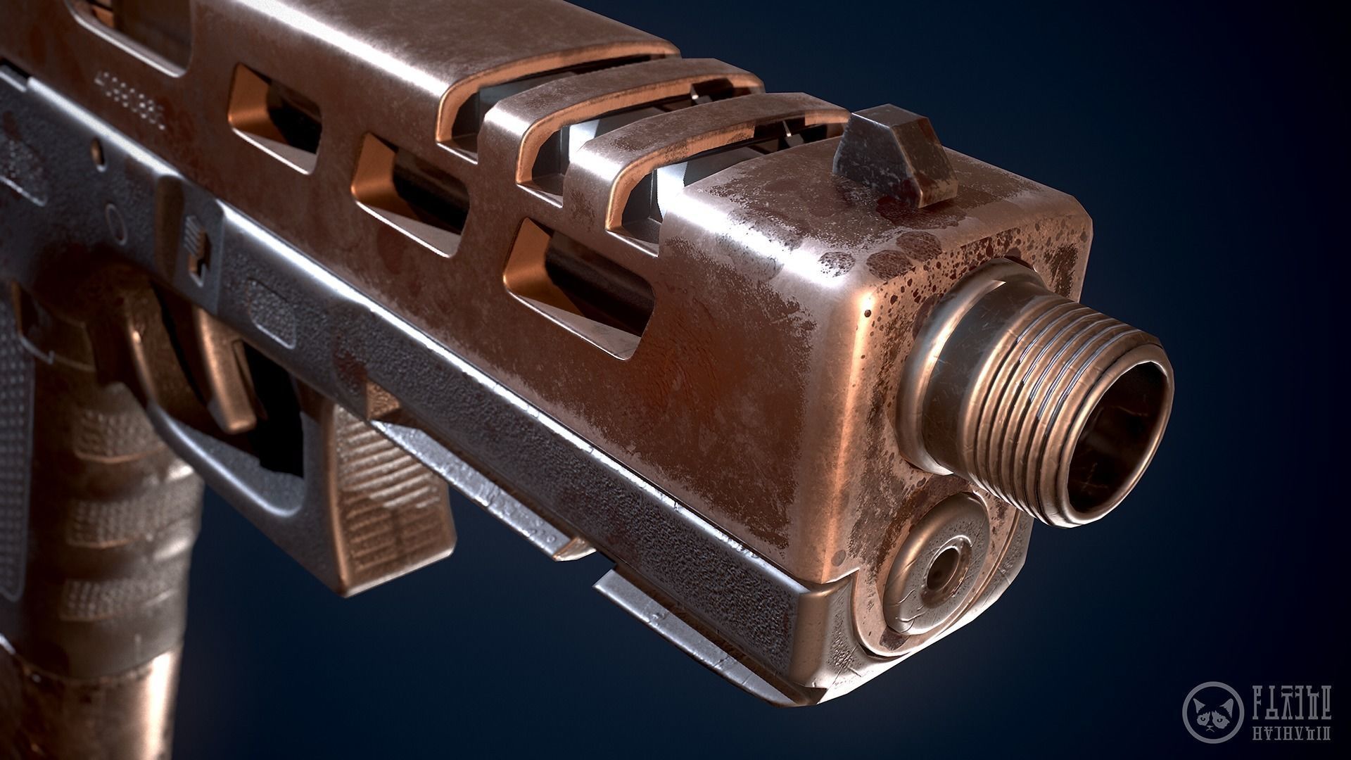 Glock handgun custom Low-poly 3D model_8