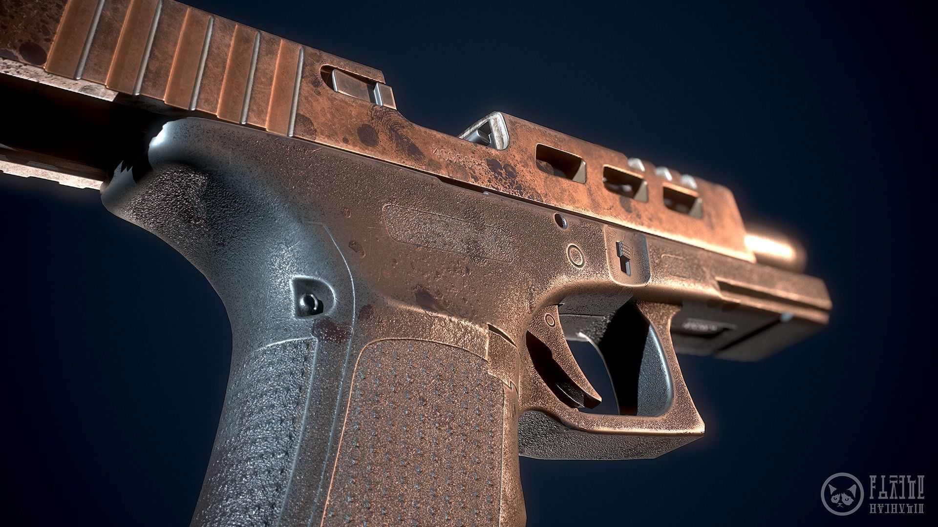 Glock handgun custom Low-poly 3D model_7