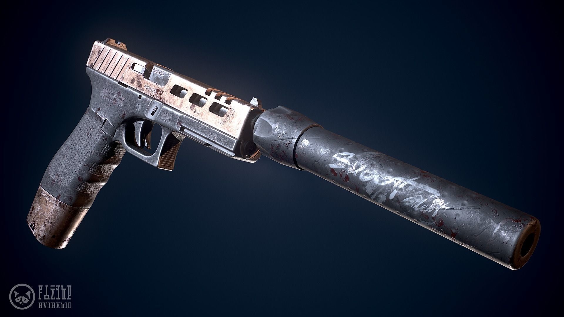 Glock handgun custom Low-poly 3D model_15