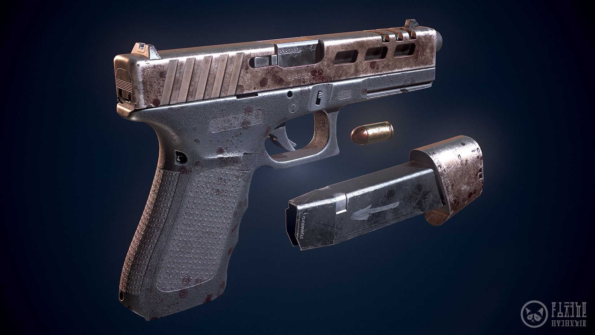 Glock handgun custom Low-poly 3D model_17