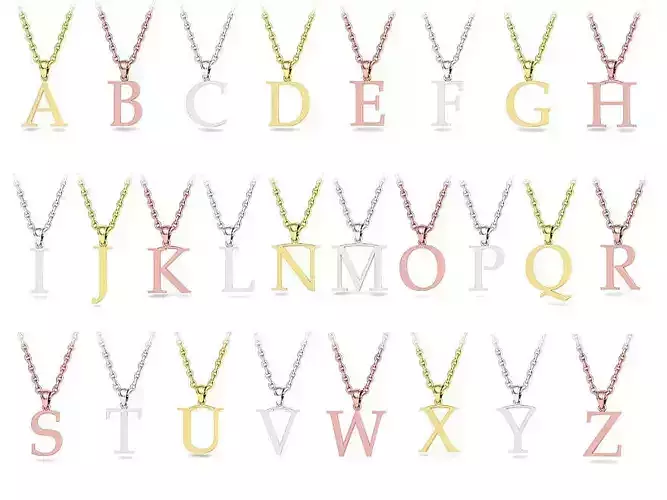 ALPHABET INITIAL NECKLACES PENDANTS 3dmodels 3D Model Collection