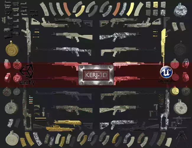 Adaptable Situational Rifle-All Variants 3D Model Collection
