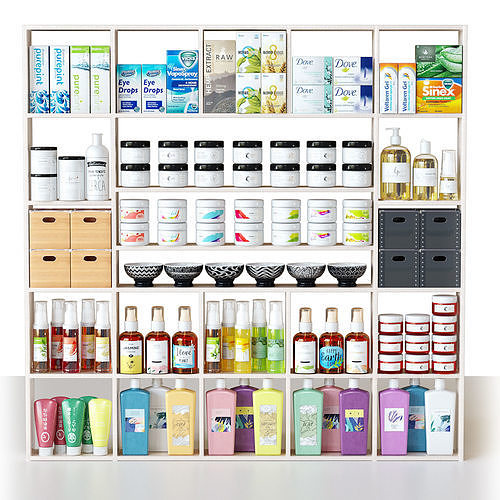 CosmeticShelf bathroom shelf with cosmetics and toiletries 3D model