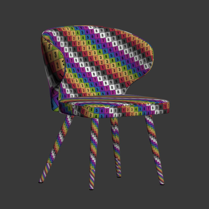 Dining Set table with six chairs 3D model_3