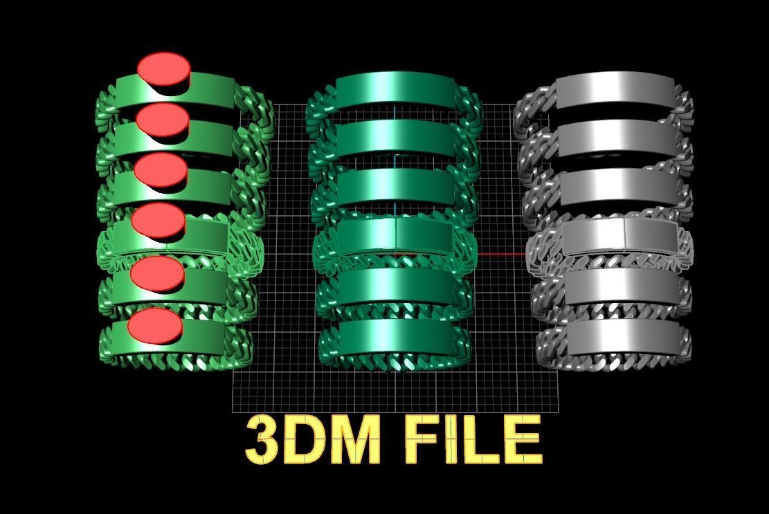 ID BAR CUBAN LINK CHAIN RING MIX SIZES 5 6 7 8 9 10 3D print model_1