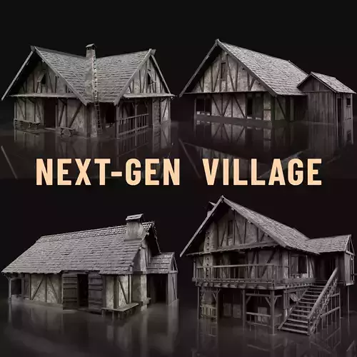 ENTERABLE AAA NEXT GEN MEDIEVAL CITY TOWN HOUSE HUT BUILDER 3D Model Collection