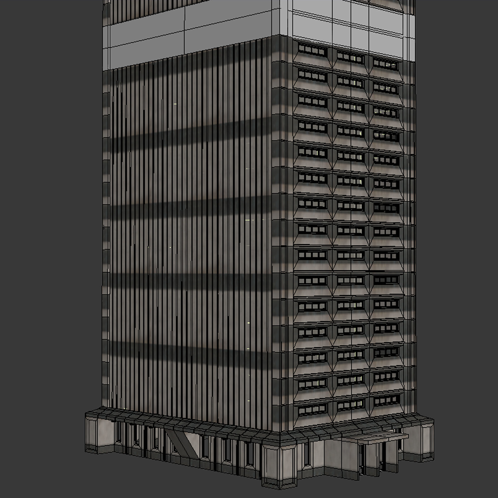 Building Skyscraper City Town Downtown Office Space Work Street Low-poly 3D model_8