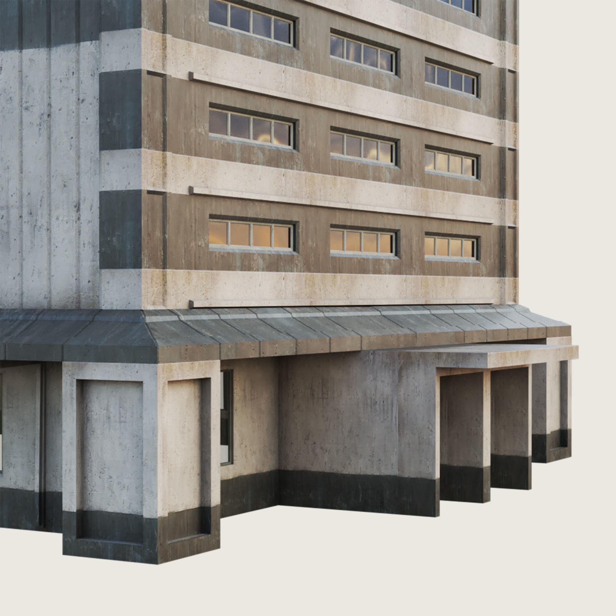 Building Skyscraper City Town Downtown Office Space Work Street Low-poly 3D model_6
