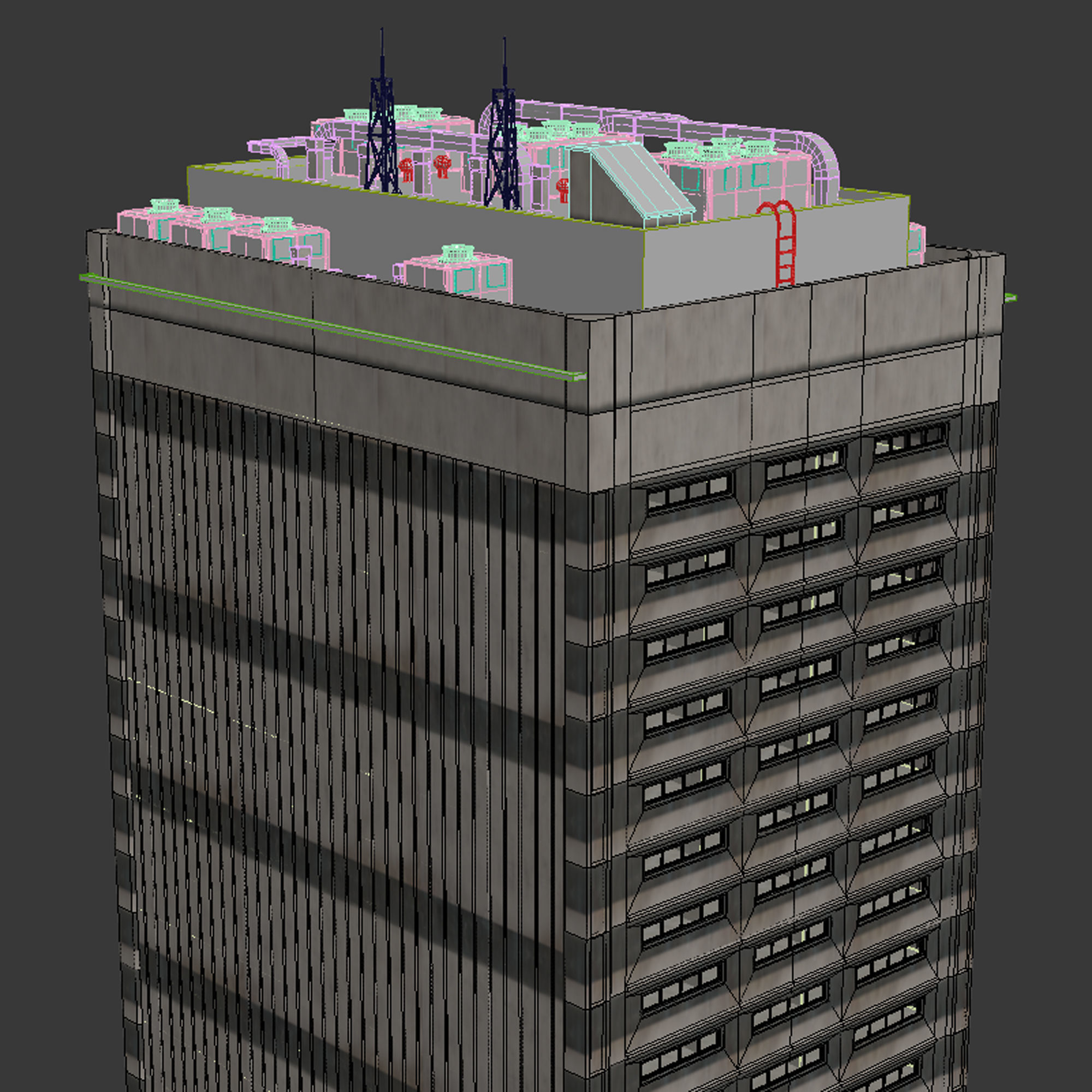 Building Skyscraper City Town Downtown Office Space Work Street Low-poly 3D model_7