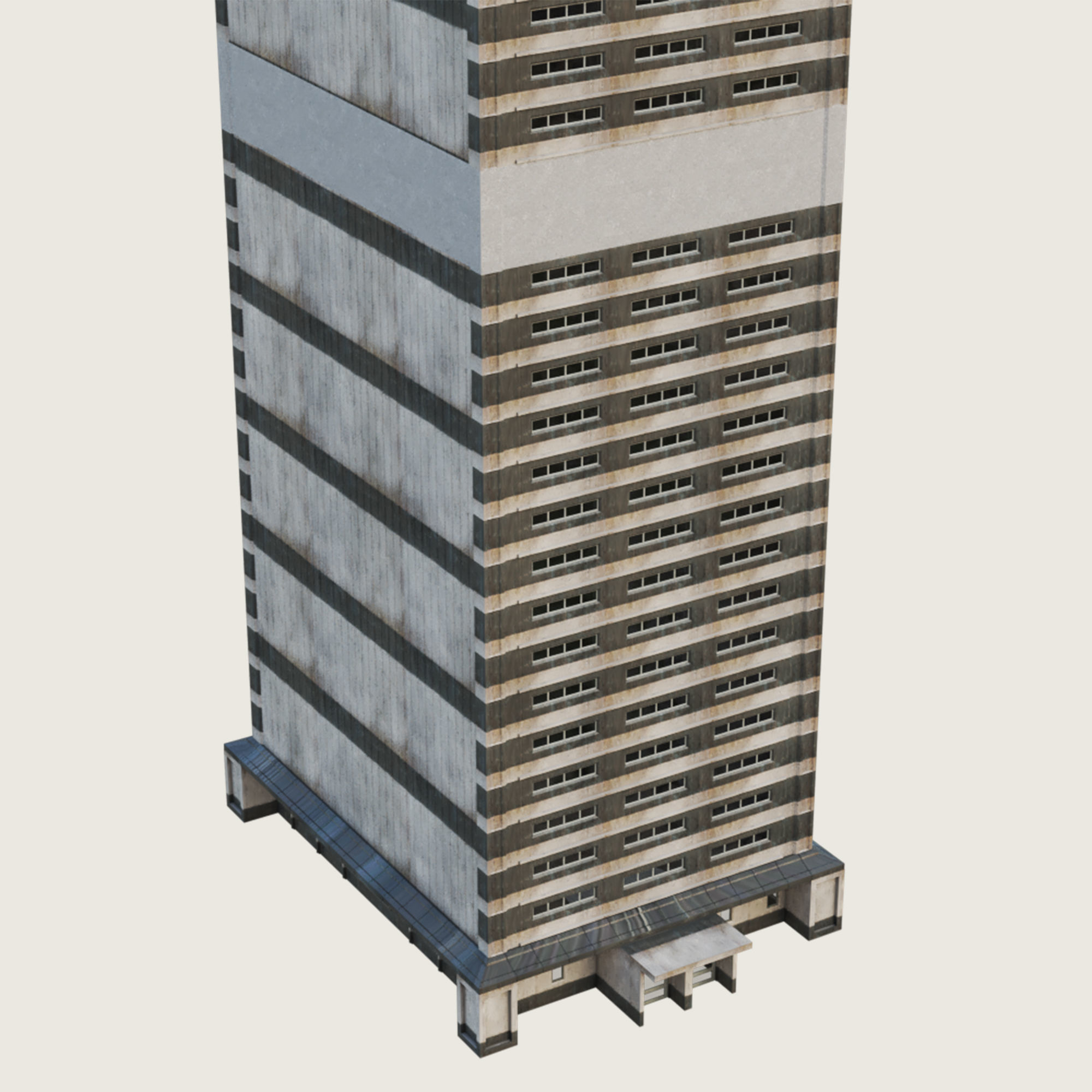 Building Skyscraper City Town Downtown Office Space Work Street Low-poly 3D model_5