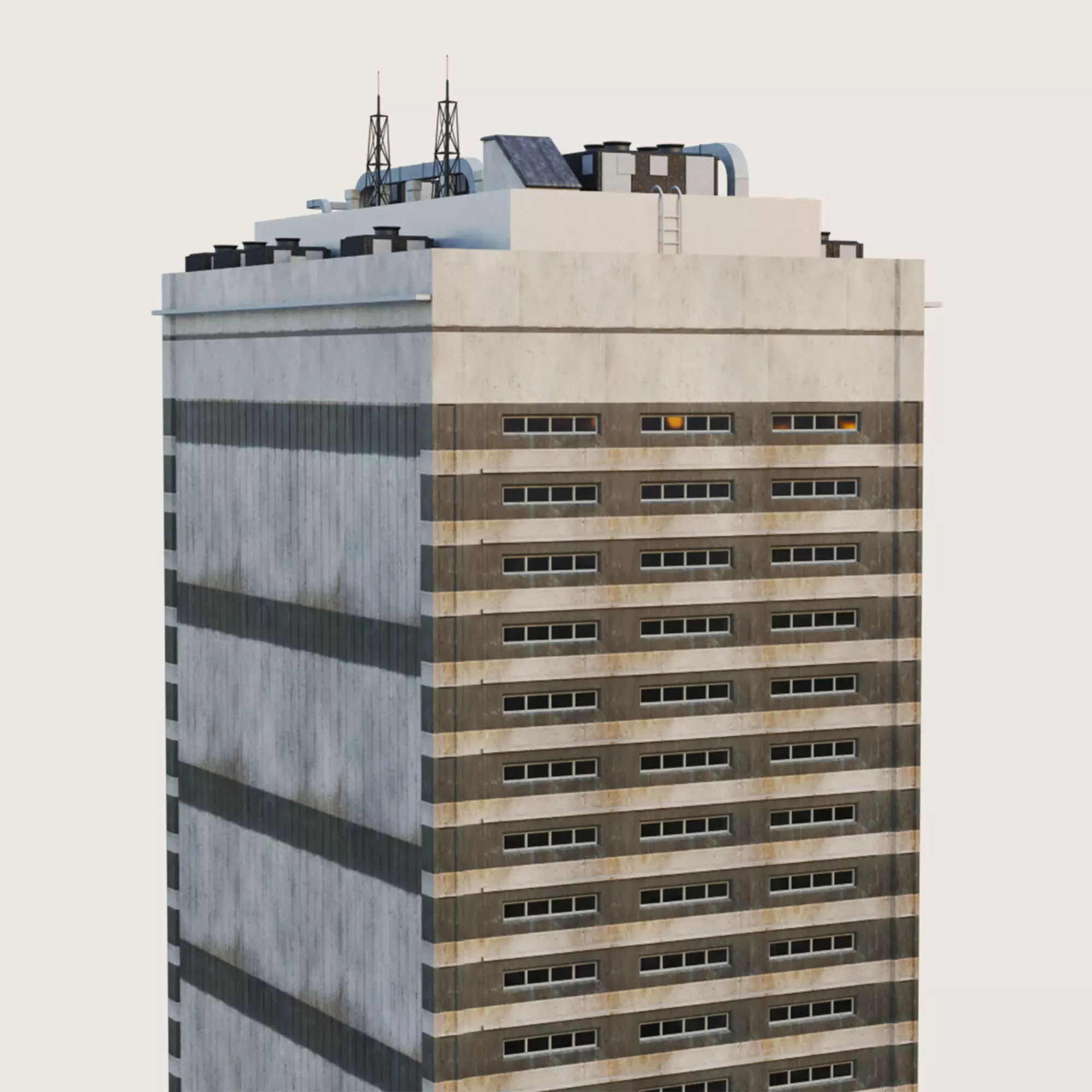 Building Skyscraper City Town Downtown Office Space Work Street Low-poly 3D model_0