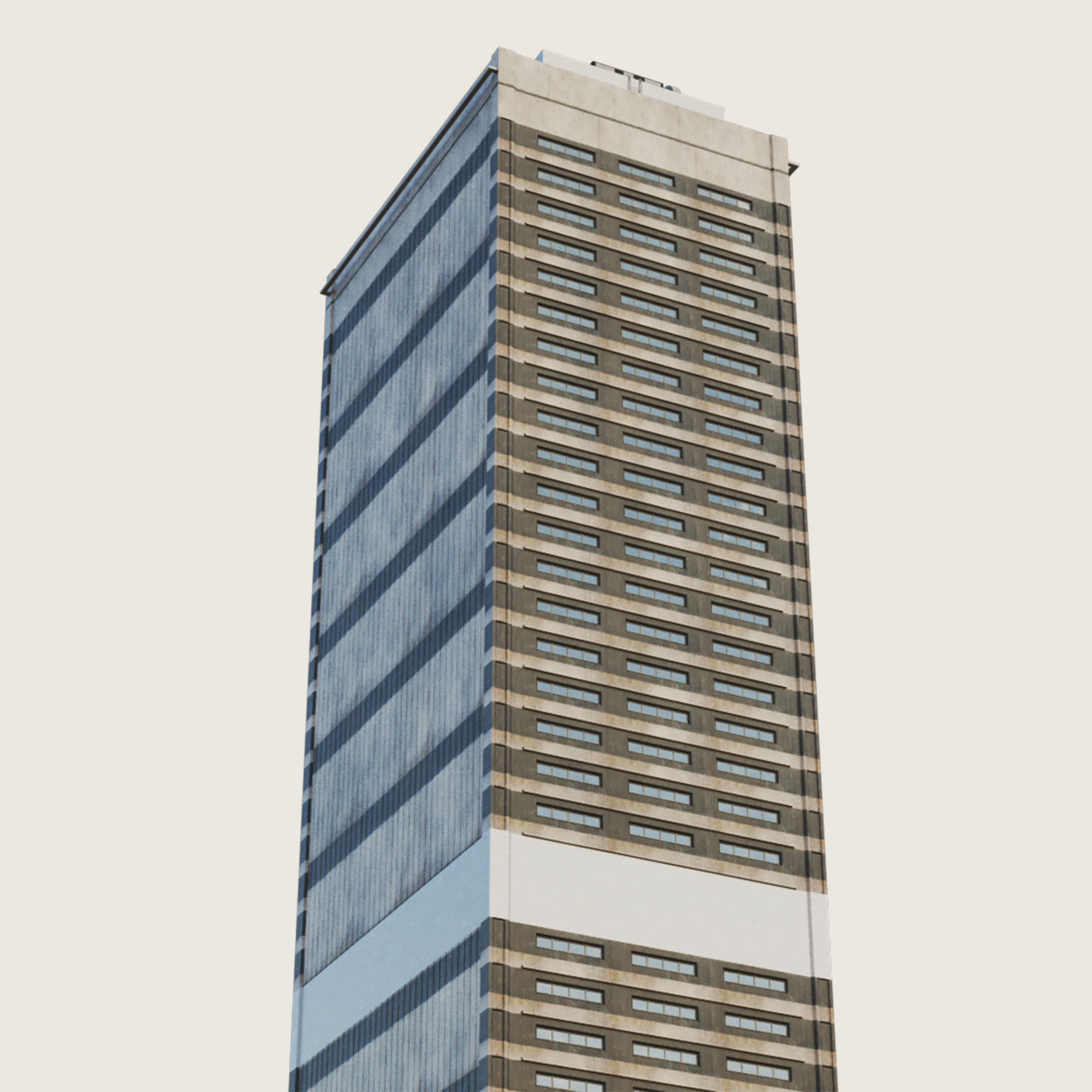 Building Skyscraper City Town Downtown Office Space Work Street Low-poly 3D model_4