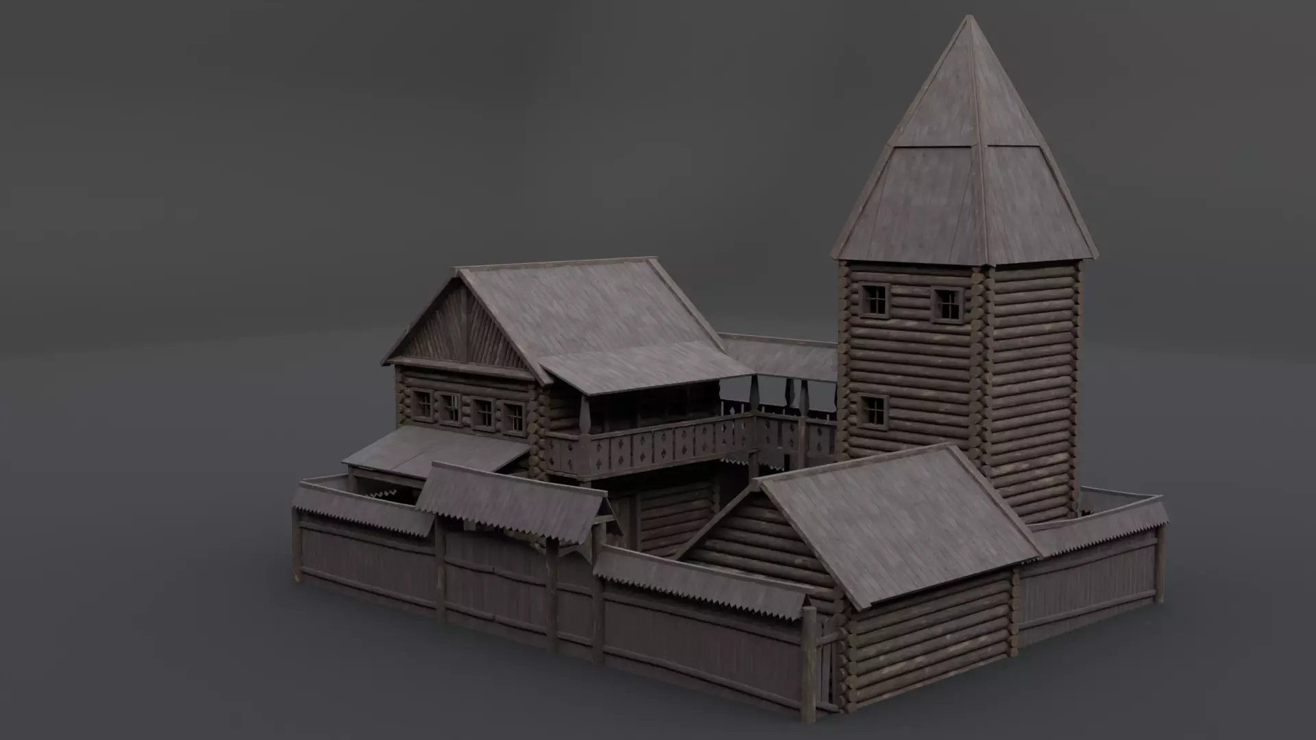 Medieval Mansion Low-poly 3D model_0