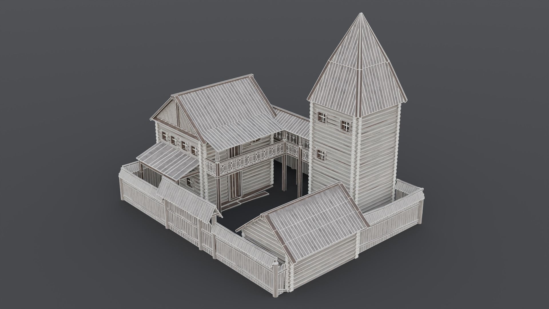 Medieval Mansion Low-poly 3D model_10