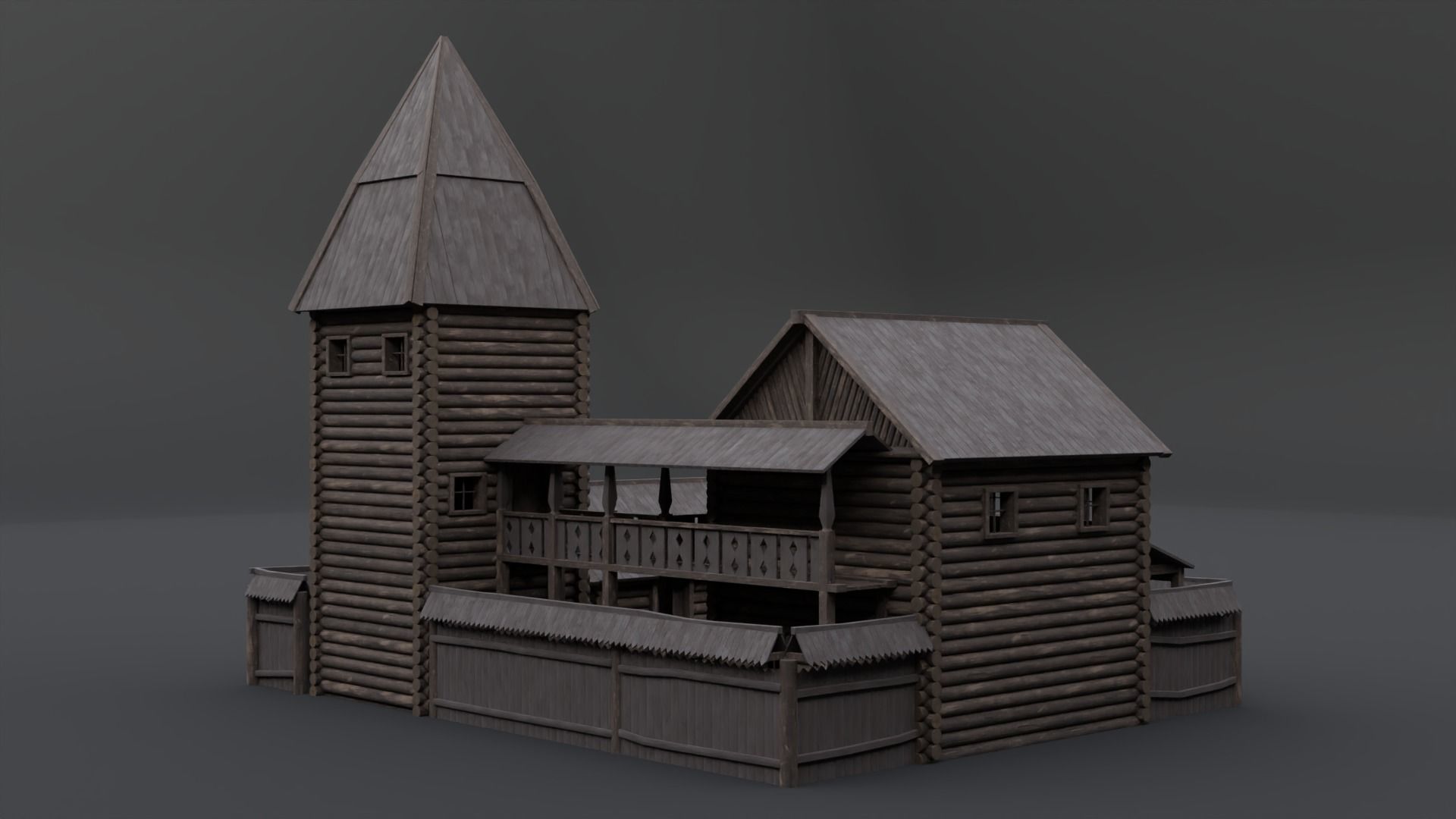 Medieval Mansion Low-poly 3D model_4